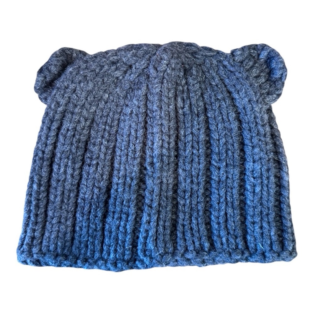 🌈 6/$60 BCBG Max Azaria Cat Ear Dark Grey Beanie 10”x8” Wool